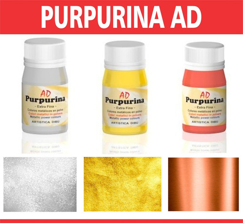 Purpurina Ad Cobre Plata Oro