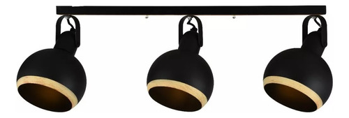 Lampara 3 Luces Negro Carilux Techo Pared Madera Metal C14 