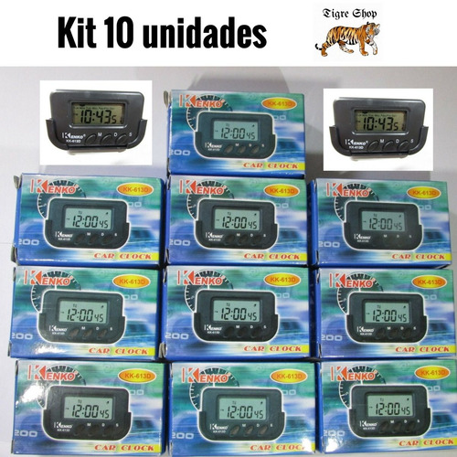 Relógio Car Clock 10 Unidades Atacado Hora Data Mês Crono