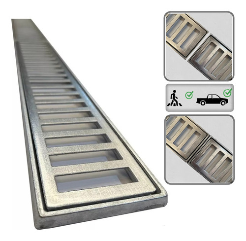 Ralo Linear Retangular 10x150 Grelha De Aluminio