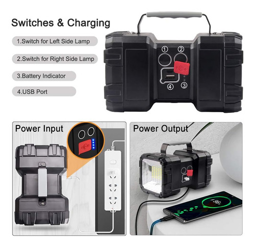 Alpswolf Linterna Recargable Led 10000 4 Modos Banco Energía