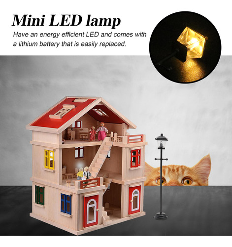 Modelo De Farola Led De Metal En Miniatura 1:12 Mini House