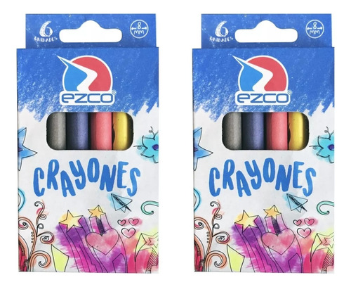 2 Cajas De Crayones De Cera Ezco X 6 Colores