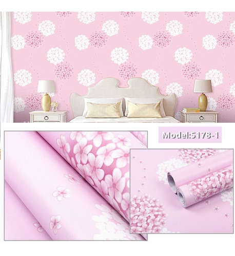 Papel Empapelar Lavable  Pvc1 Mt X 45cm Flores Lilas Violeta