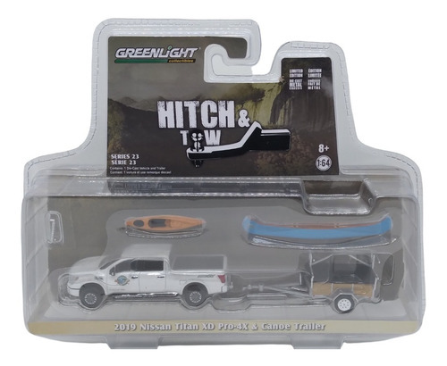 Greenlight Hitch & Tow 2019 Nissan Titan Xd Pro-4x & Canoa Color Blanco