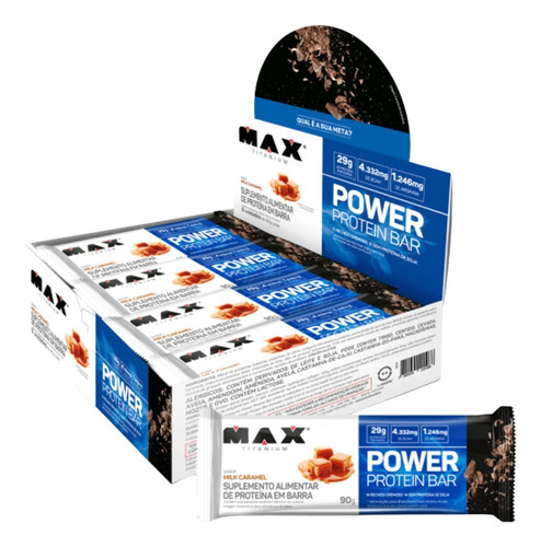 Power Protein Bar Milk Caramel 12 Un De 41g Max Titanium