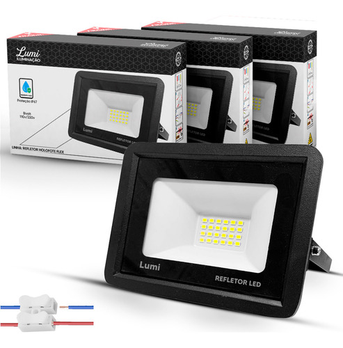 Kit 3 Refletor 50w Led Smd Pro Ip67 Cor Da Luz Branco Frio 6500k 127/220V