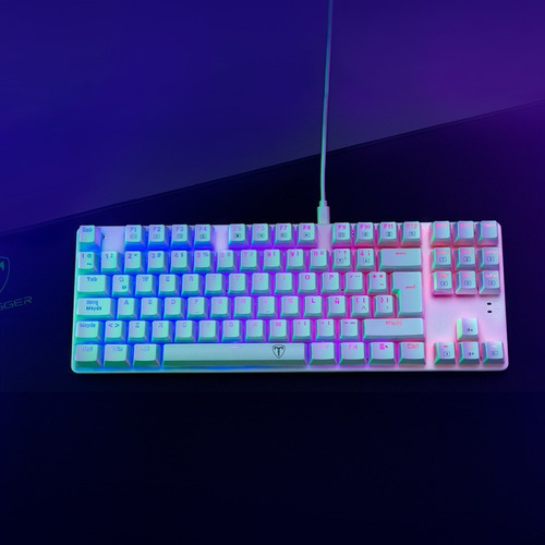 Teclado Gamer Mecanico T-dagger Bora White Rgb Outemu Red