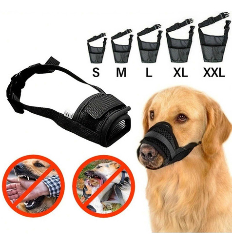 Bozal Ajustable Seguridad Entrenamiento Para Perro Mordedura Negro Xxl