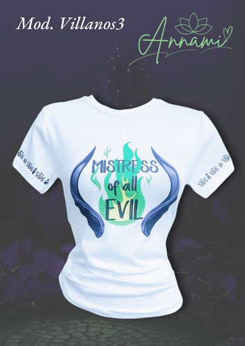 Playera Sublimada Dama Villanos Maléfica Bella Durmiente