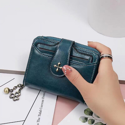 Cartera Pequeña Para Mujer Con Cremallera, Doble, Gótica, Vi