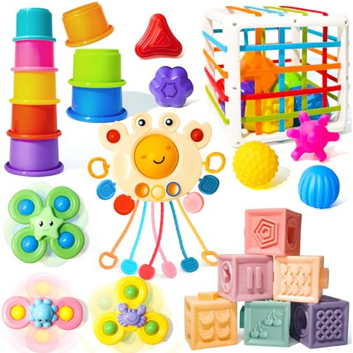 Montessori Toys For Babies 0-3-6-12 Months, 6 In 1 Baby...