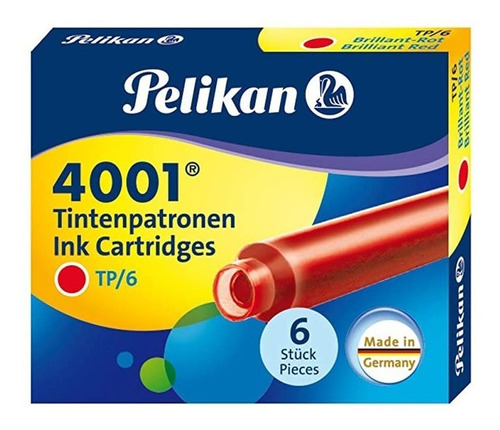 Tinta Para Pluma Fuente Pelikan 4001 - Cartridges - Rojo