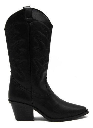 Bota Boot Vaquera Cowboy 3/4 Mujer Negras Comodas Calidad