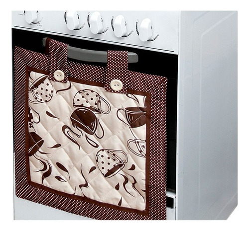 Cortina De Forno Fogão 5 E 6 Bocas - Lindas Estampas Cor Cappuccino