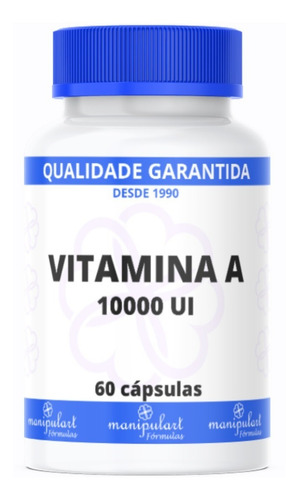 Vitamina A 10000ui - 60 Cápsulas Sabor Sem Sabor