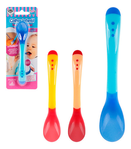 Colher Infantil Termo Sensível Flexível E Macia +4 Meses Cor