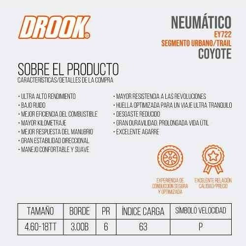 Cubierta Drook 4.60-18 63p Tt 6 Telas Xtz-tornado - 6 Cuotas
