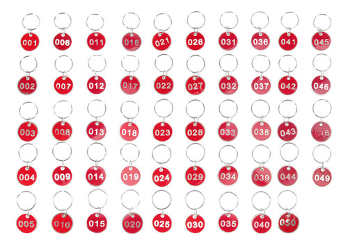 Etiquetas Numeradas, Llavero, Llave Numérica, 50 Unidades