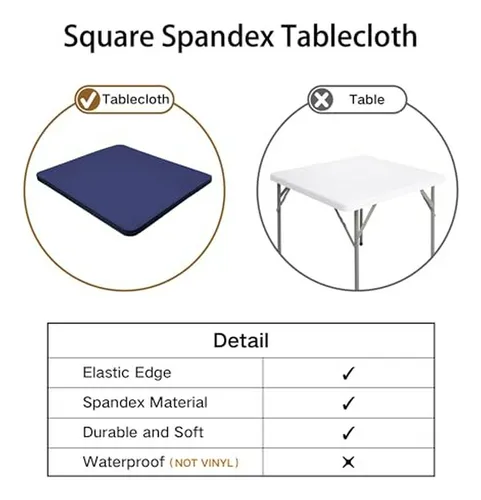 Cubierta De Mesa Cuadrada Ajustada Azul Marino 34 X 34 Pulga