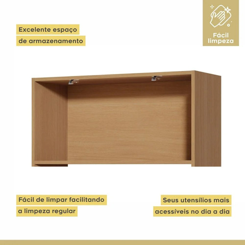 Armário De Cozinha Modular Aéreo 1 Porta 100% Mdf Simone Mendes 80c Cor Carval/offwhite