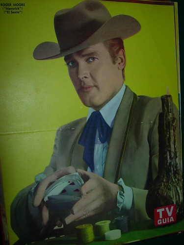 Cowboy Roger Moore Poster Original Tv Guia Television