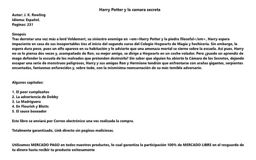 Imagen 2 de 2 de Harry Potter Y La Camara Secreta
