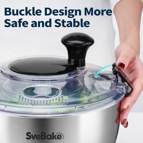 Centrifugadora Ensalada Acero Inox 4l Manivela Segura Plateado
