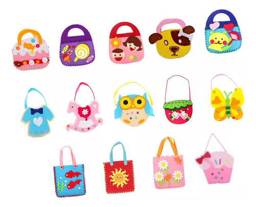 Kit De Costura De Bolsas De Fieltro Para Niños De 14 Piezas