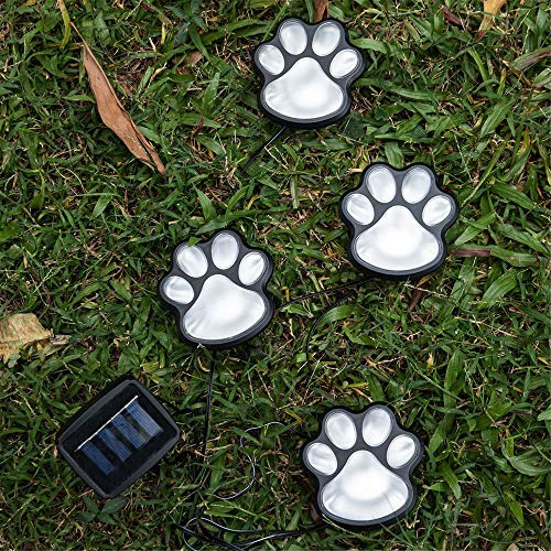 Luces Solares Estampado Patas Perro Gato Lámpara Led Decorac