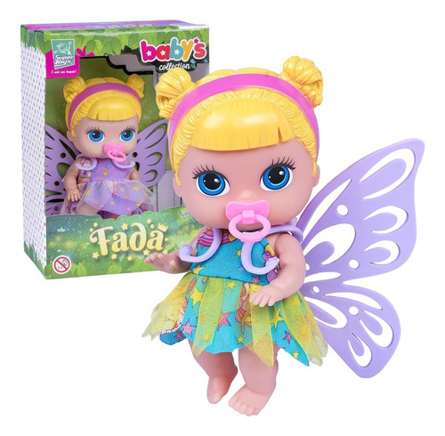 Boneca Mini Fada Baby Collection Loira Menina Vinil 19cm 372