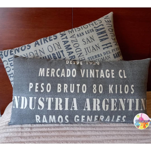Imagen 4 de 9 de Pack 5 Almohadones Vintage Frase Cartel Palabra Bar Restó
