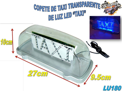 Copete Taxi Transparente Led Azul Con Iman Lu180