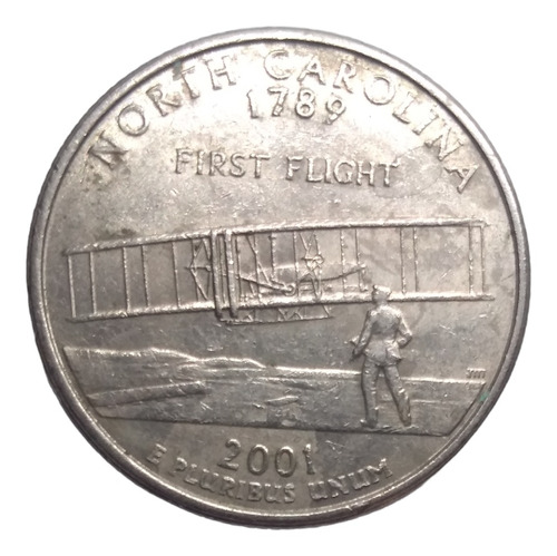 Moneda 1/4 Dolar   North Carolina Usa  2001 Envio $40