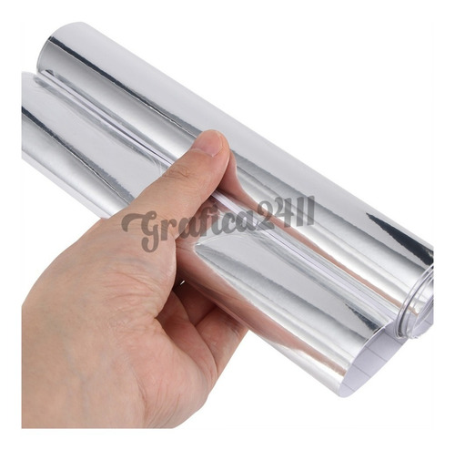 Imagen 2 de 2 de Vinilo Especial Plata Cromo Brillante Espejo Tuning Promo!