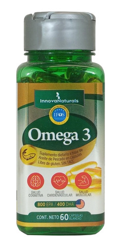 Imagen 1 de 1 de Suplemento en cápsulas blandas InnovaNaturals  Omega 3 en pote de 60g 60 un