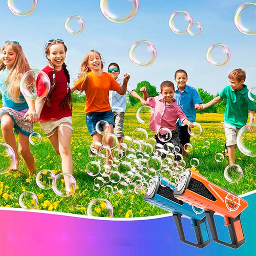 Pistola Arma Dispara Burbujas Burbujero Pilas Niños Luces Ax Color Azul