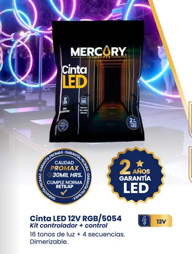 Cinta Led Mercury Rgb 5050 / 5m Con Adaptador + Control