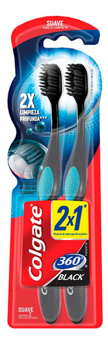 Cepillo de dientes Colgate 360° Black suave pack x 2 unidades