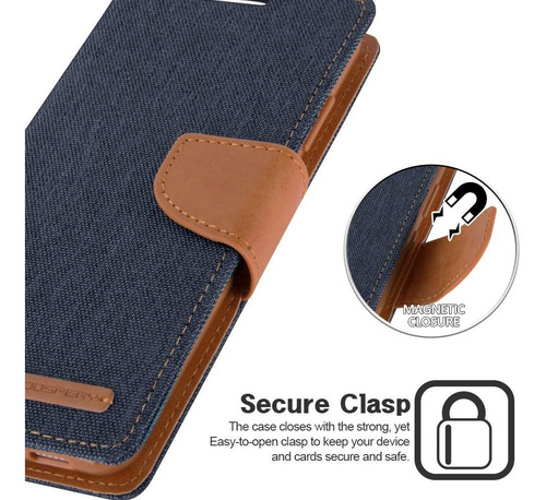 Imagen 4 de 6 de Funda Protector Cartera Con Tarjetero Canvas Para Huawei Y9a