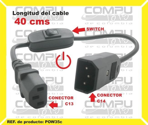 Alargue Conexión Poder M - H 40cm Ref: Pow35c Computoys Sas