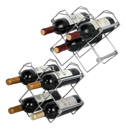 Mygift Moderno Estante Apilable De Metal Plateado Para Vino.