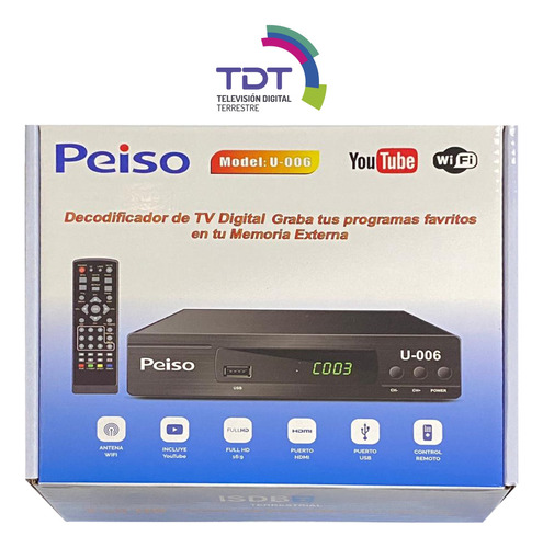 Sintonizador Decodificador Tv Digital Hd 1080p Tdt Isdbt