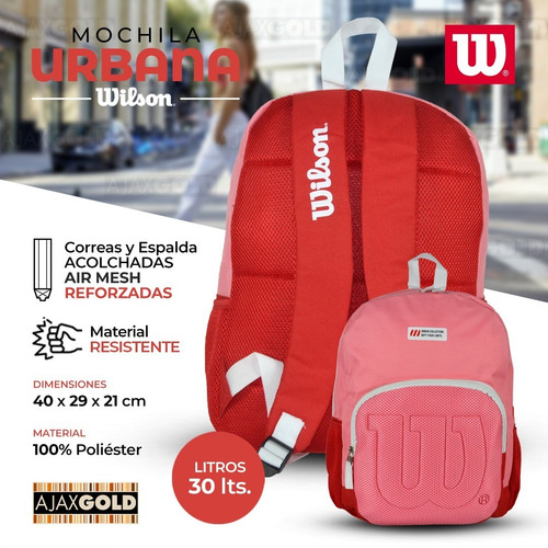 Imagen 4 de 10 de Mochila Wilson Urbana Deportes Reforzada Gym Porta Notebook