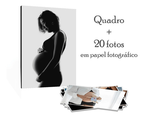 Quadro + Impressão De 20 Fotos Ensaio De Gestante