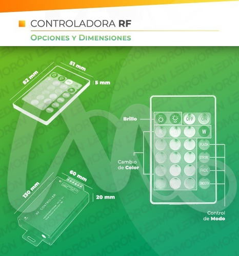Imagen 3 de 10 de Controladora Led Rgb 24 Teclas Radio Frecuencia Rf 12a