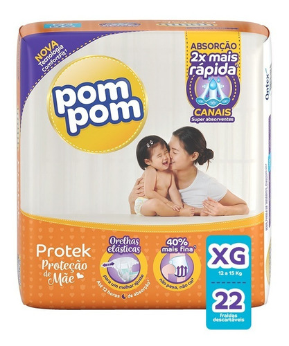 Kit Fralda Pom Pom Protek Proteção De Mãe Jumbo Xg 132 Un