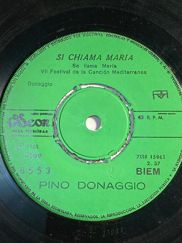Vinilo Single De Pino Donaggio Si Chiama Maria(p170 (Usado)