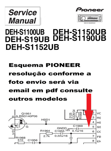 Esquema Pioneer Dehs19ub Deh S19ub Deh S19 Dehs19 Dhs1190 (Usado)