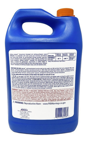 Imagen 2 de 6 de Refrigerante Original Acdelco 100% Concentrado Color Naranja